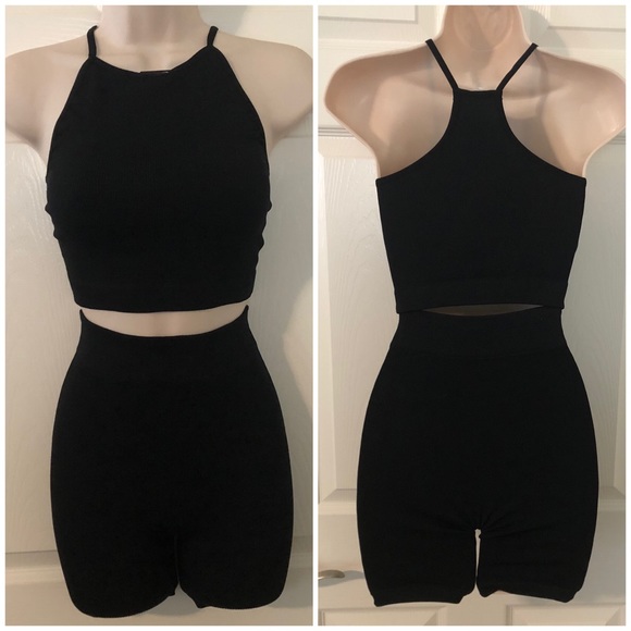 Seamless Ribbed Spaghetti Strap Tank Short Set - Picture 6 of 6